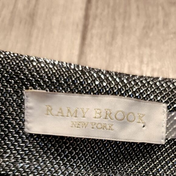 Ramy Brook Esther Silver Metallic Wrap Top Size M - Picture 10 of 12